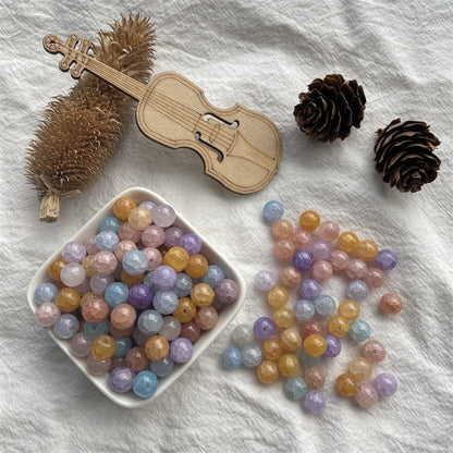Crackle Glass Beads Round 8mm Textured Shimmer Mixed Colors 50pcs 14