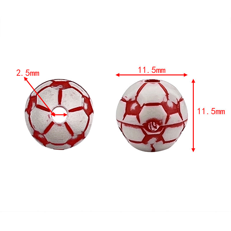 Printed Ball Series Acrylic Beads Colorful Sports Designs 100pcs 17