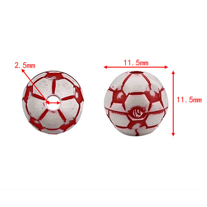 Printed Ball Series Acrylic Beads Colorful Sports Designs 100pcs 17