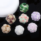 Glow In The Dark Rose Ball Polymer Clay Rhinestone Beads 21mm 6pcs