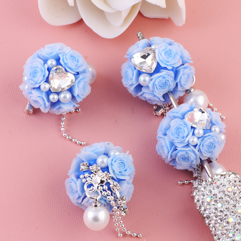 Flower Cluster Round Clay Beads 22mm Tassel Rose Gem 5pcs 8