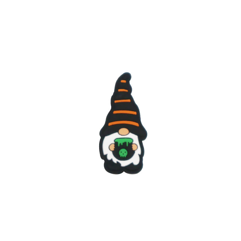 Silicone Focal Beads Halloween Dwarf Pumpkin Holding Brooms 20pcs 6
