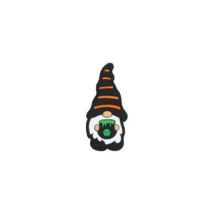 Silicone Focal Beads Halloween Dwarf Pumpkin Holding Brooms 20pcs 6