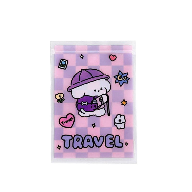 Top Seal Ziplock Plastic Bags Puppy Printed Pastel Checkered 10pcs 10.9x15cm 2