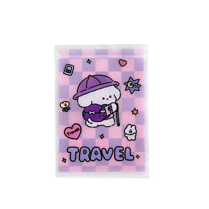 Top Seal Ziplock Plastic Bags Puppy Printed Pastel Checkered 10pcs 10.9x15cm 2