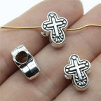 Round-Angle Cross Metal Beads 14mm Vintage Antique Silver Tone 20pcs