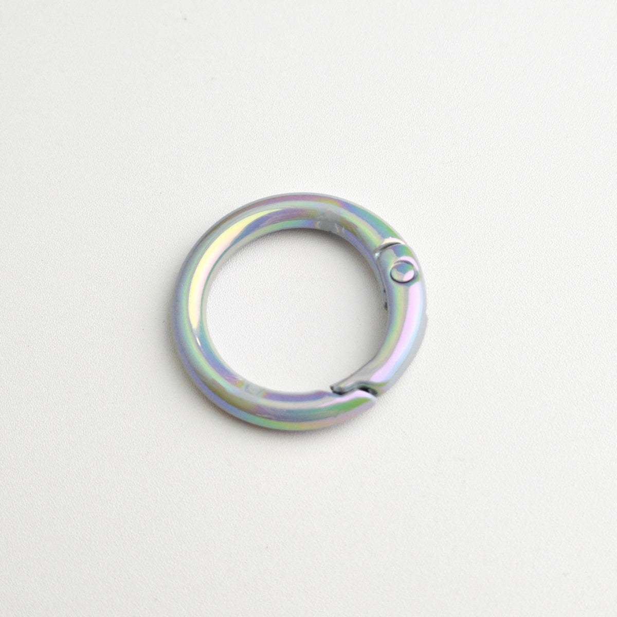 Alloy Iridescent Plating Spring Key Rings 20mm and 25mm 10pcs 23