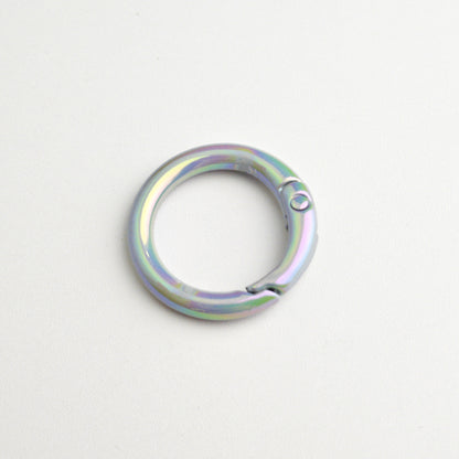 Alloy Iridescent Plating Spring Key Rings 20mm and 25mm 10pcs 23