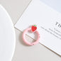 Strawberry Painted Circle Zinc Alloy Trigger Spring Keyrings 6pcs 32mm 11