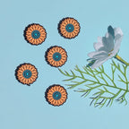 Silicone Focal Beads Sunflowers Orange Petals Turquoise Center 20pcs 3