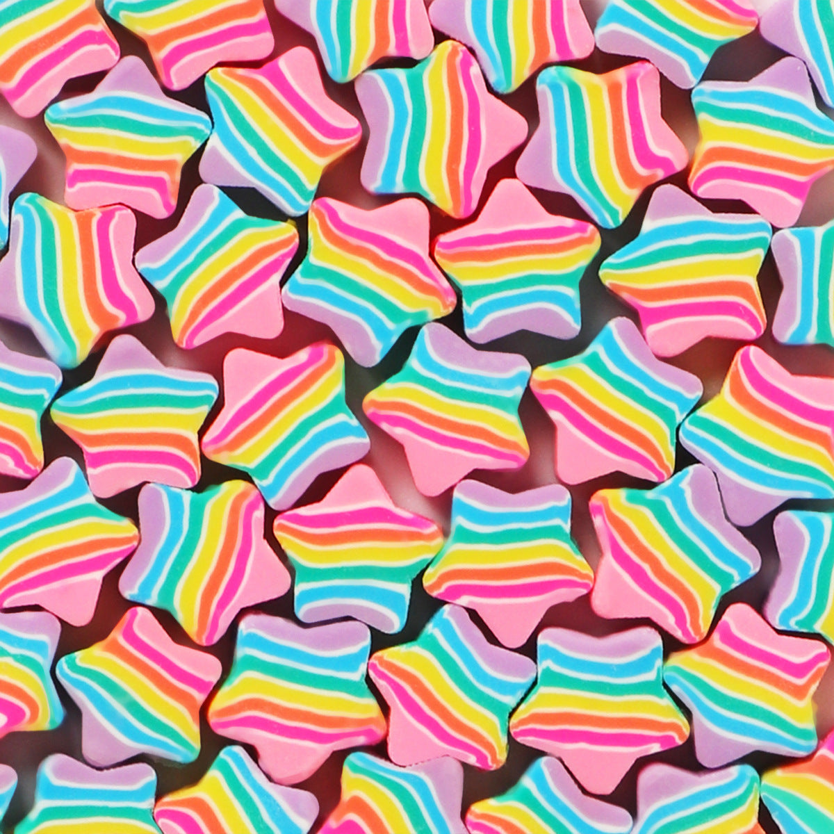 Rainbow Star and Heart Clay Beads 9mm Colorful Polymer 100pcs 7