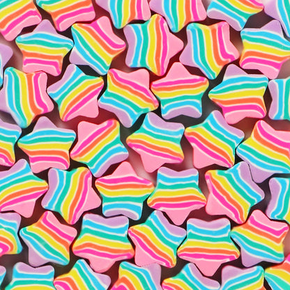 Rainbow Star and Heart Clay Beads 9mm Colorful Polymer 100pcs 7