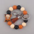 Silicone Beaded Yak Wristlet Keychain with Faux Leather Tassel 6