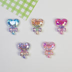 Plating Glitter Faceted Heart Lollipop Resin Beads 23.5x19mm 20pcs