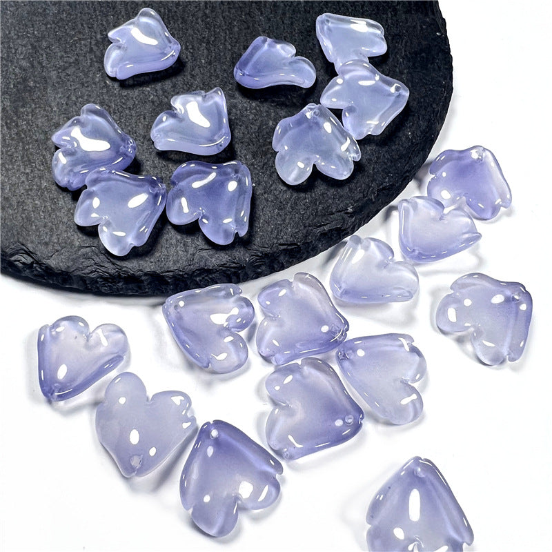 Czech Glass Beads Peony Petal 19mm Translucent Lavender Heart 50pcs 6