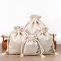 Cotton Linen Drawstring Bags Colorful Lotus Print 8x10-12x15cm 2pcs 5