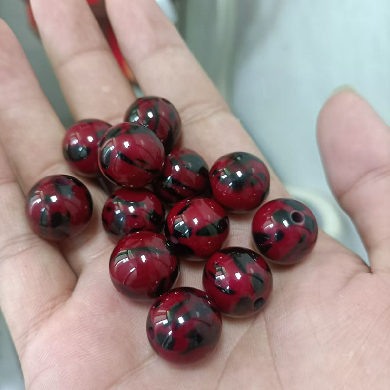 Leopard Dotted Resin Beads 10/12/16mm Glossy Mixed Colors 100pcs 2