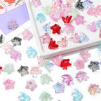 Lily Flower Glass Beads 13mm Transparent Mixed Colors 20pcs