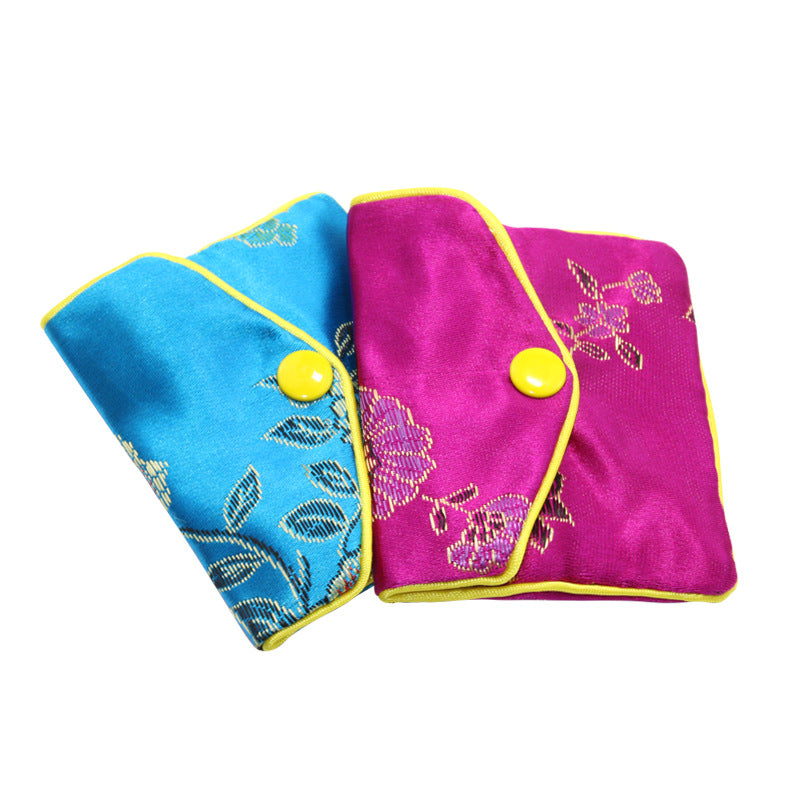 Vintage Chinese Style Brocade Plum Blossom Pattern Snap Closure Pouch 7x8-10x12cm 1pc 5