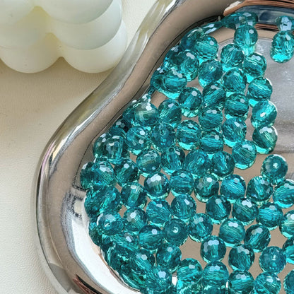 Vintage Faceted Round Glass Beads 8mm Iridescent 50pcs 15