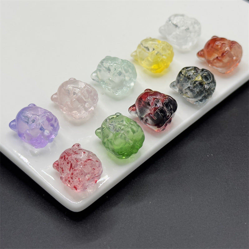 Czech Glass Beads Fox 15mm Translucent Glossy Multicolor 100pcs 2