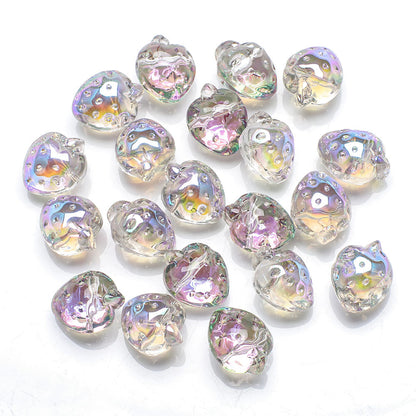 Electroplated Strawberry Glass Beads 13x16mm Iridescent 10pcs 16