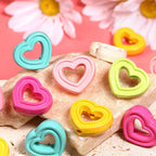 Painted Hollow Heart Acrylic Beads 24x20mm Glossy Layered 50pcs