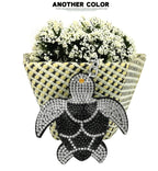 Cartoon Turtle Rhinestone Keychain with Leather Tassel Zinc Alloy 6