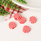 Flat Clay Beads 9mm Red Checkered Pattern Polymer 100pcs 4