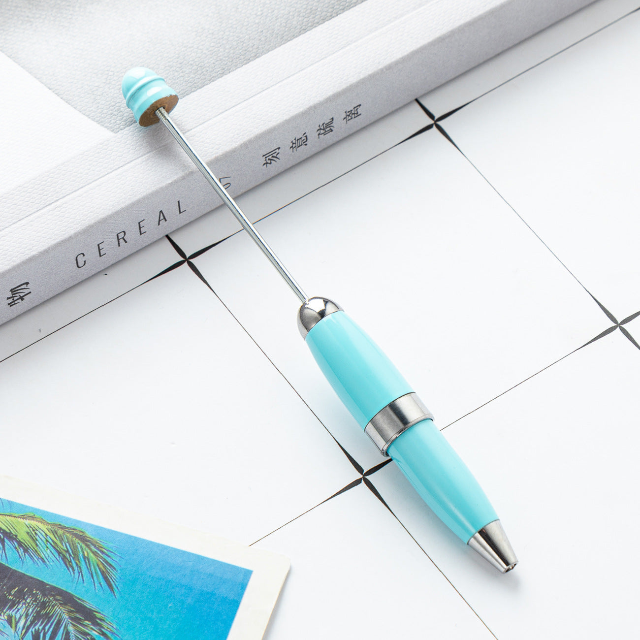 Beadable Pen Keychain Portable Metal Ballpoint Colorful Compact 12