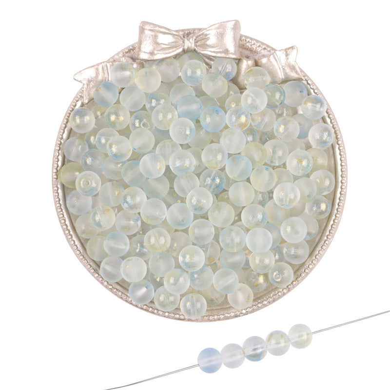 Gradient Frosted Round Glass Beads 8mm Matte Finish Gold Flecks 50pcs 13