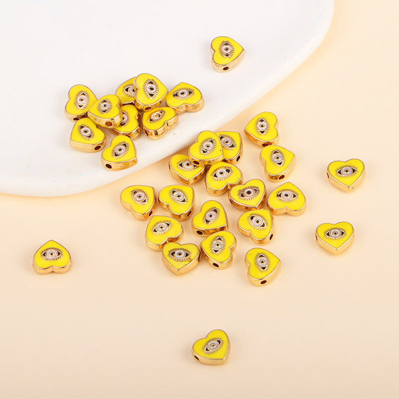 Irregular Shaped Metal Beads Double-Sided Enamel Evil Eye 20pcs 53