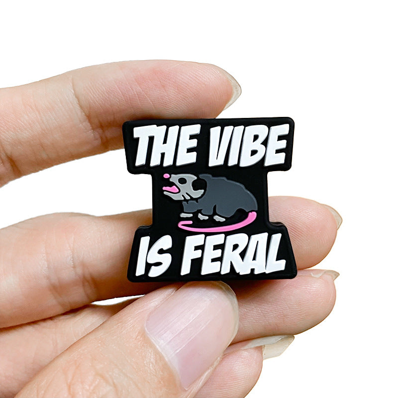 Silicone Focal Beads The Vibe Is Feral Black Rodent Pink Accents 20pcs 5