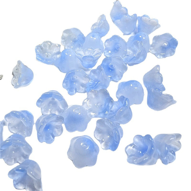 Wind Chime Flower Glass Beads 12mm Transparent Pink 50pcs 5