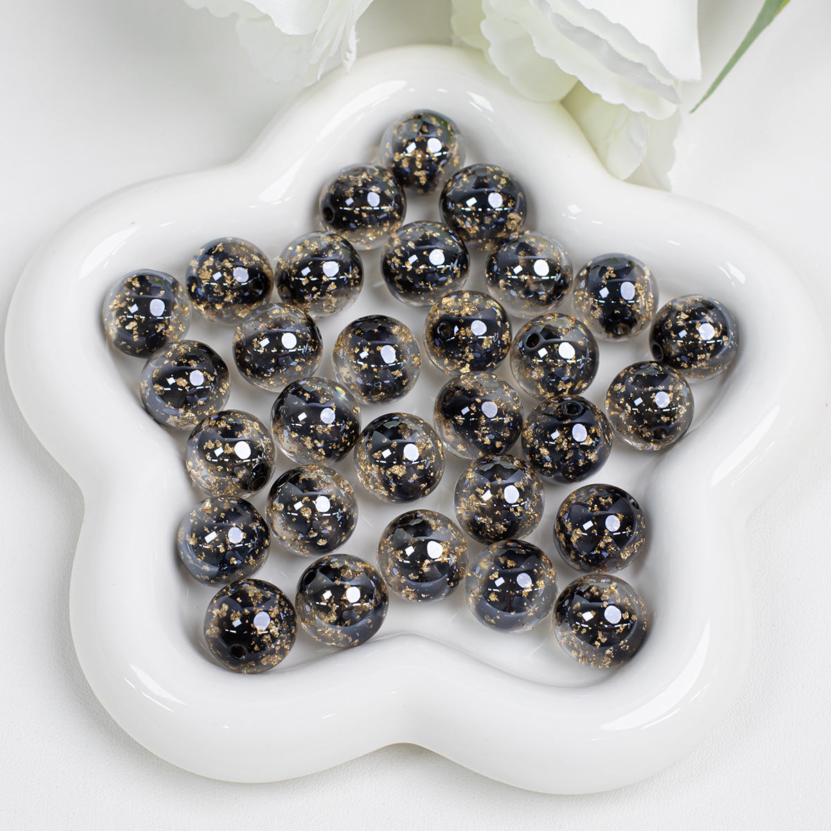 Clear Round Acrylic Beads 12mm 16mm Gold Foil Filled 40pcs 11
