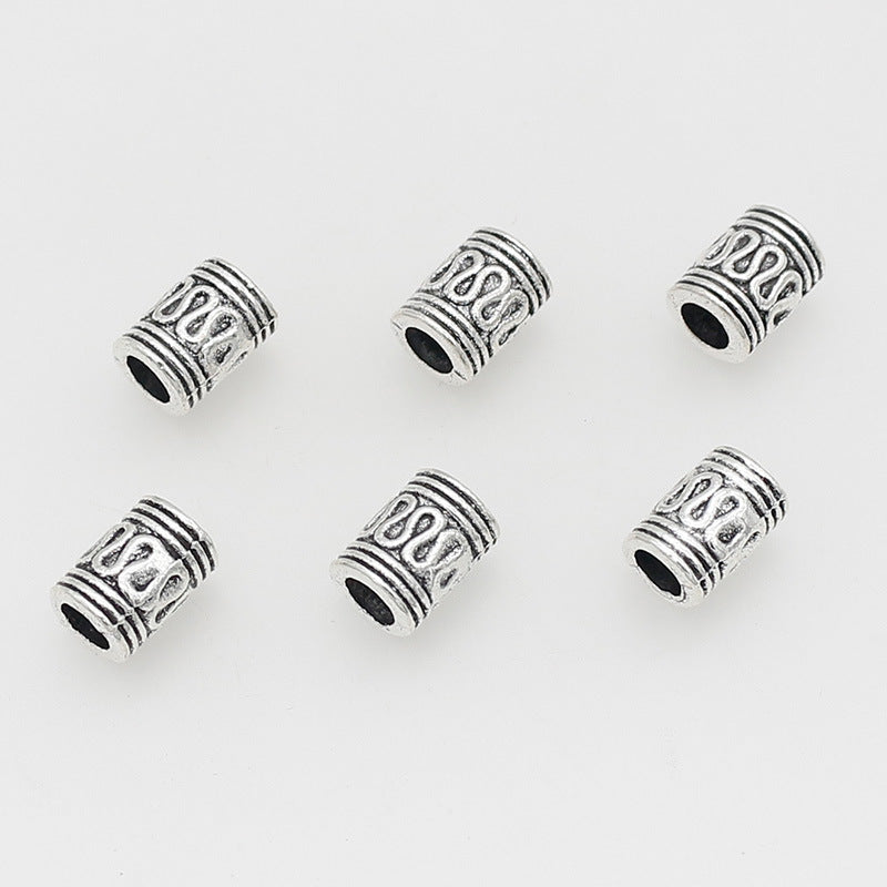 Tube Metal Beads 9mm S Curved Pattern Antique Silver Zinc Alloy 100pcs 2