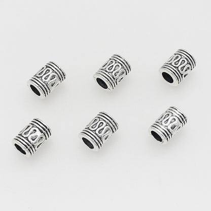 Tube Metal Beads 9mm S Curved Pattern Antique Silver Zinc Alloy 100pcs 2
