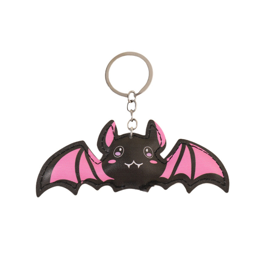 Pink Bat Metal Halloween Keychain Cute Wings Grin Design 5