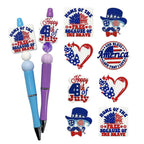Silicone Focal Beads Independence Day Patriotic Message Design 20pcs