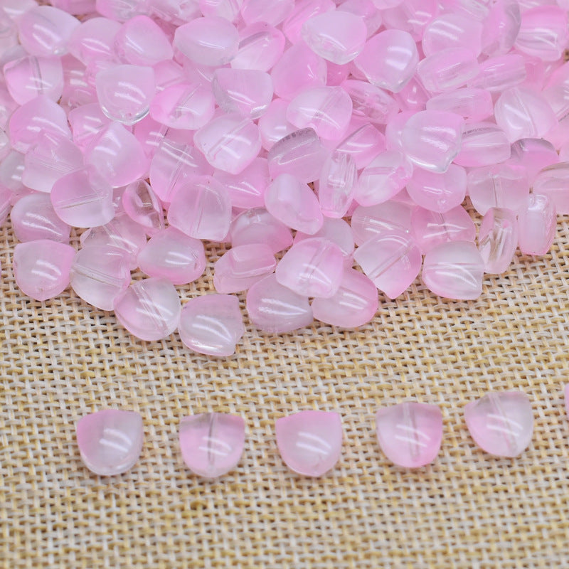 Gradient Tulip Petals Leaves Glass Beads Petal 9mm Leaf 14mm 100pcs 7
