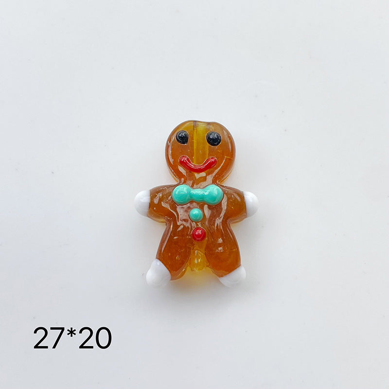 Hand Painted 3D Christmas Lampwork Glass Beads Snowman Santa Motifs 1pc 19