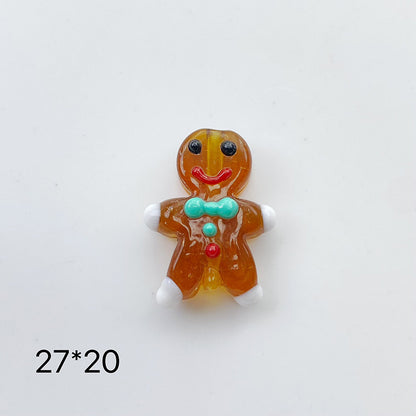 Hand Painted 3D Christmas Lampwork Glass Beads Snowman Santa Motifs 1pc 19