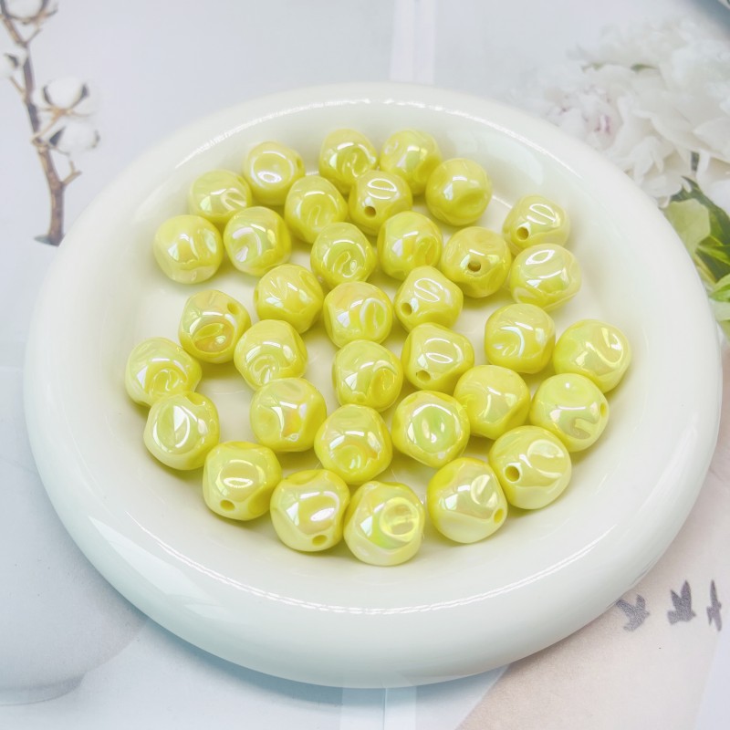 Glow Fig Acrylic Beads 16mm Cream Color Pastel Iridescent 10pcs 10