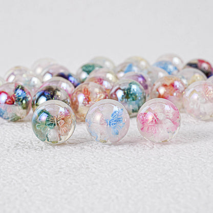 Shimmer Butterfly Inside Round Resin Beads 16mm Mixed Colors 20pcs