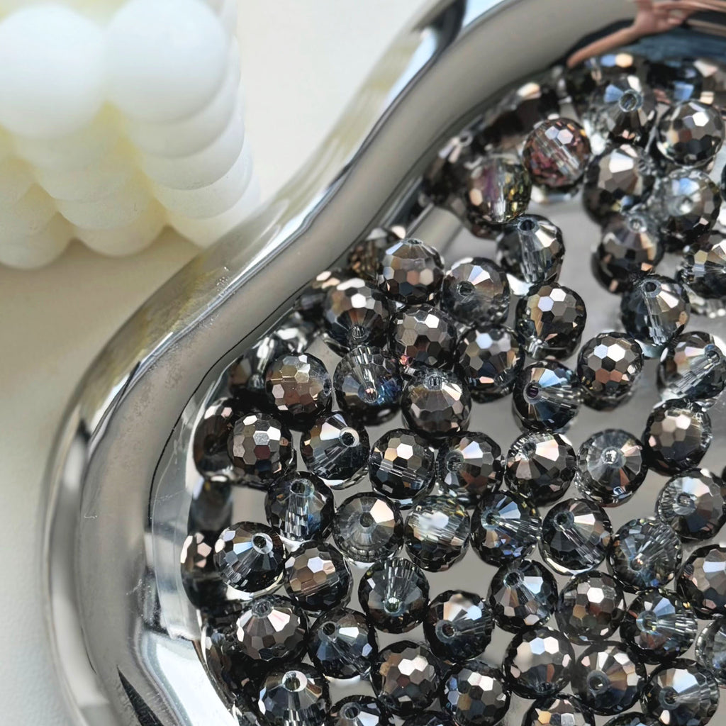 Vintage Faceted Round Glass Beads 8mm Iridescent 50pcs 6