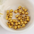 Brass Tube Metal Beads 6.5mm Tibetan Patterned Large Hole 100pcs