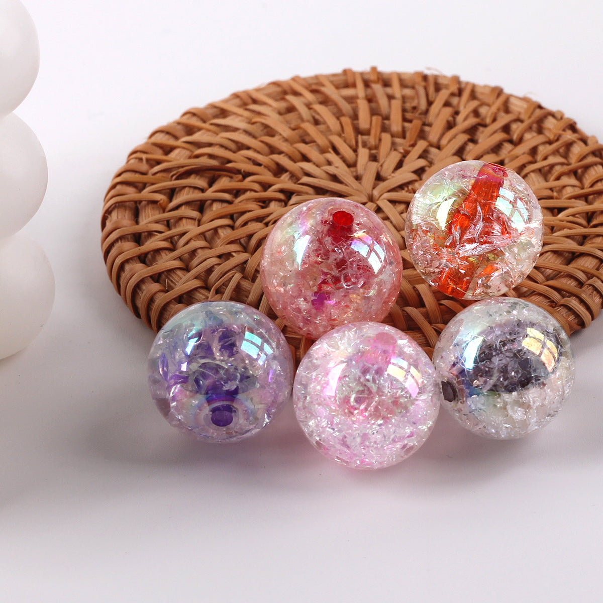 Plated Bubblegum Beads 18-20mm Dyed Core Crackle Glossy 20pcs 2