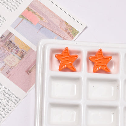 Colorful Recessed Star Acrylic Beads 17mm Mixed Colors 20pcs 17