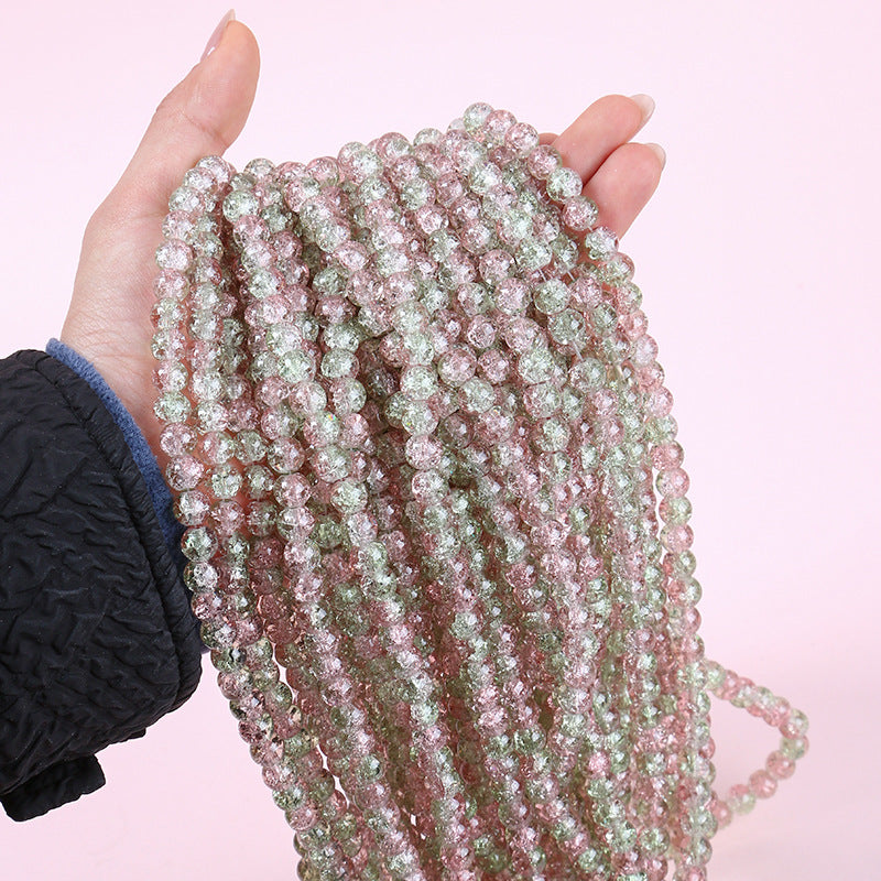 Crackle Round Glass Beads 8mm Gradient Dual Color Translucent 100pcs 13