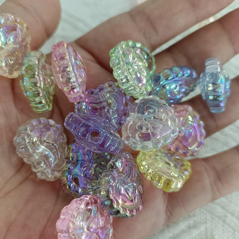 Transparent UV Plating Bow Heart Acrylic Beads 22mm 100pcs 6